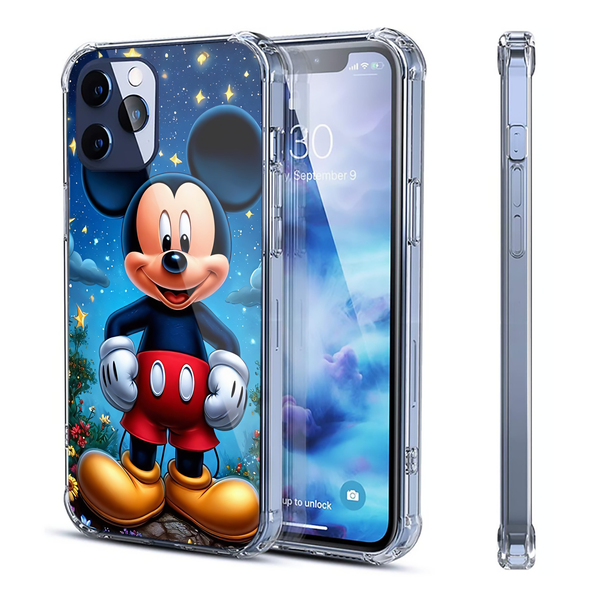 （画像用） ミッキーマウス Mickey Mouse 【iPhone 12シリーズ対応】透明スマホケース（クリアソフトケース）